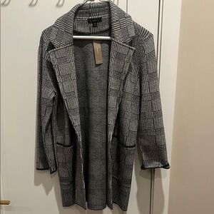 J. Crew Black and White Plaid Sweater Blazer